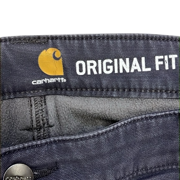 Carhartt Original Fit Fleece-Lined Canvas Work Pants Gray 8-Pocket Loop 16R - Picture 5 of 11